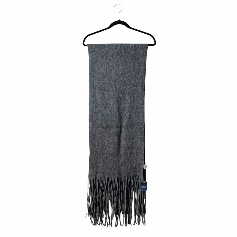 Lucky Brand Scarf Solid Dark Grey Brushed Fringe 14" x 88" Warm Cozy Minimalist